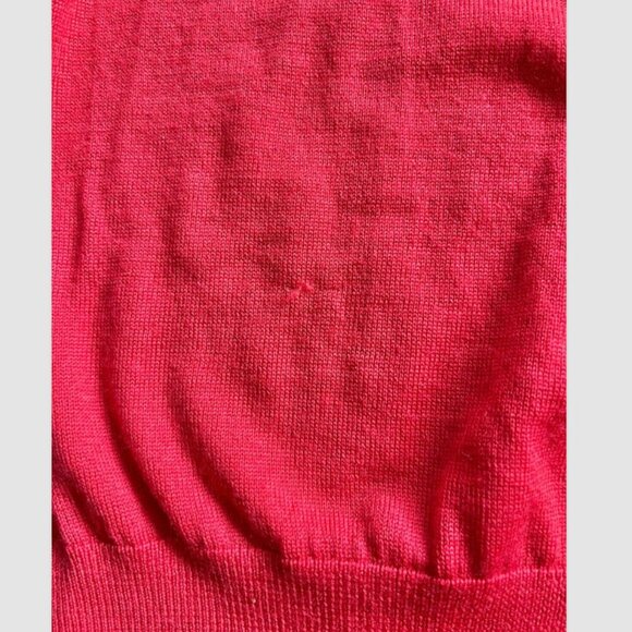 Joe Fresh 100% Merino Wool Crewneck Sweater Size S Coral Red Lightweight Knit - Picture 7 of 8